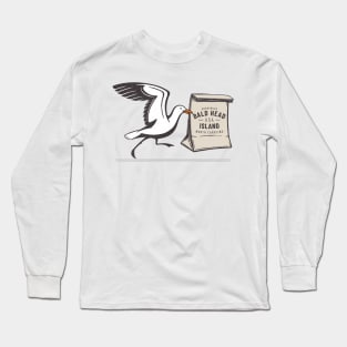 Bald Head Island, NC Bird Swipes Lunch for Summer Vacation Long Sleeve T-Shirt